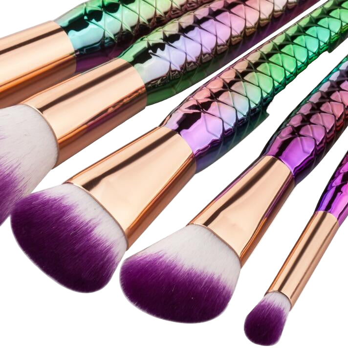 Mermaid Handle Makeup Brush Set 5 Piece Face Powder Brushes Kit