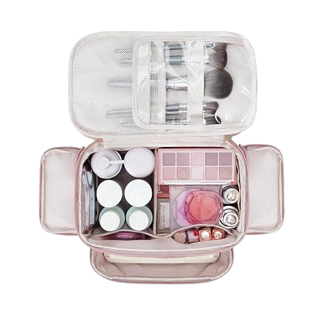 Wide Open Travel Toiletry Bag Large Makeup Organizer with Handle