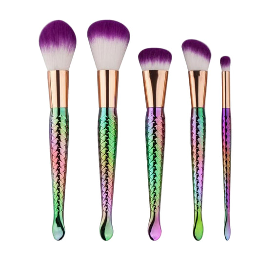 Mermaid Handle Makeup Brush Set 5 Piece Face Powder Brushes Kit