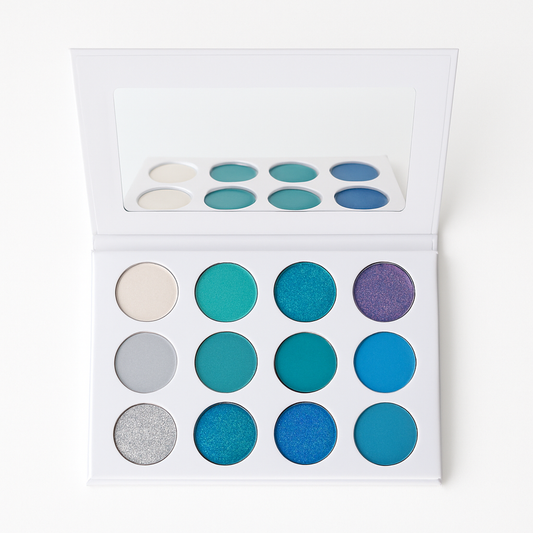 Blue Glitter Eyeshadow Palette Matte Shimmer Pressed Eye Makeup