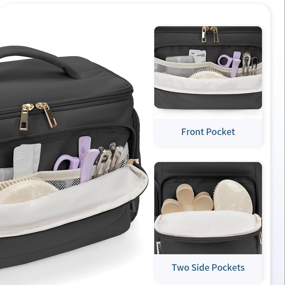 Wide Open Travel Toiletry Bag Large Makeup Organizer with Handle