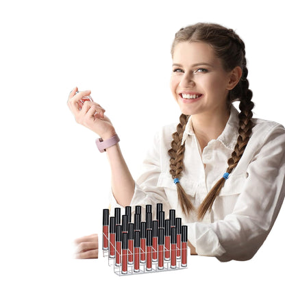 Acrylic Lipstick Organizer Set with 24-Slot Makeup Display Stand