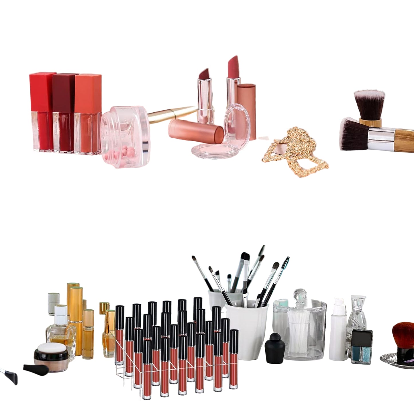 Acrylic Lipstick Organizer Set with 24-Slot Makeup Display Stand