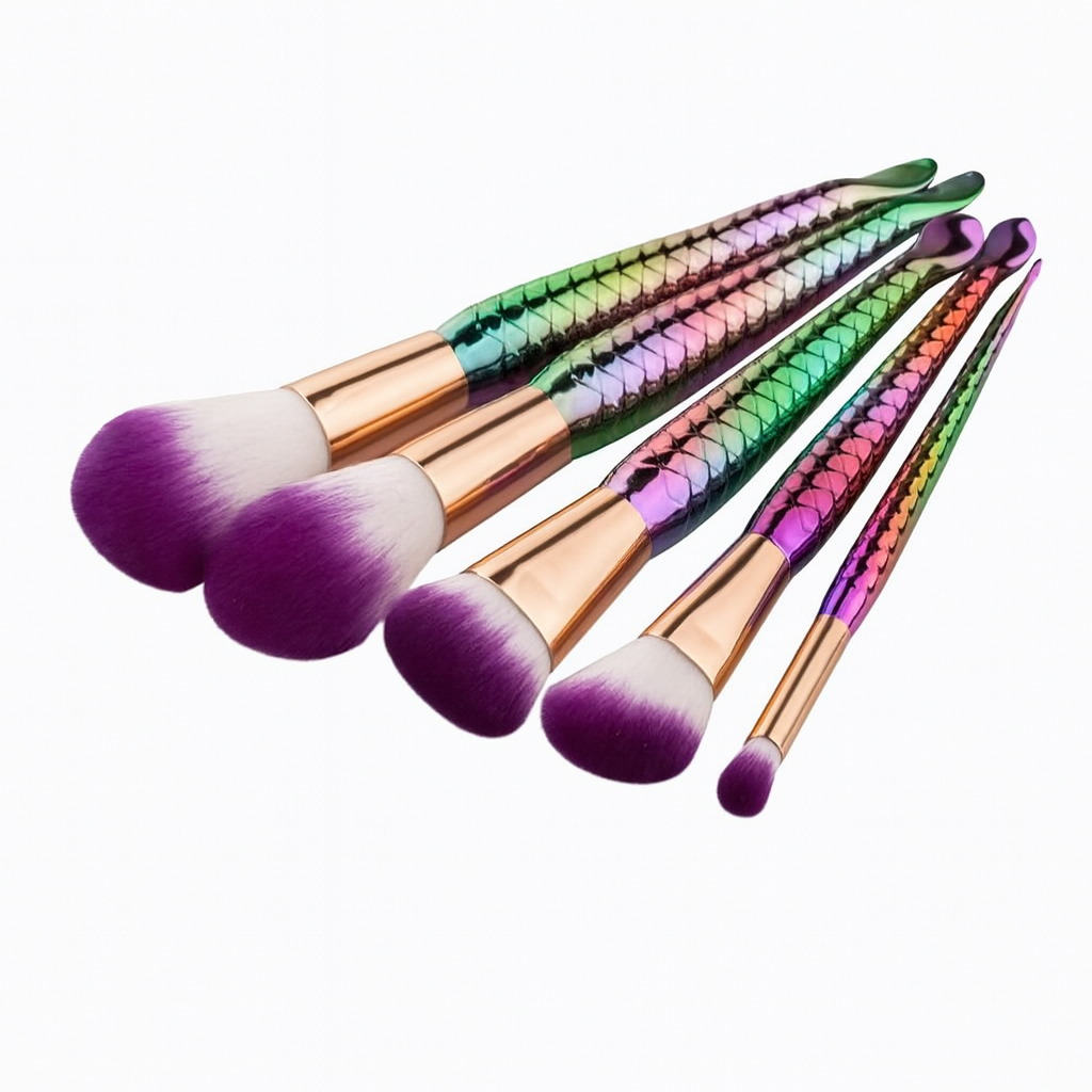 Mermaid Handle Makeup Brush Set 5 Piece Face Powder Brushes Kit