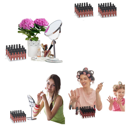 Acrylic Lipstick Organizer Set with 24-Slot Makeup Display Stand